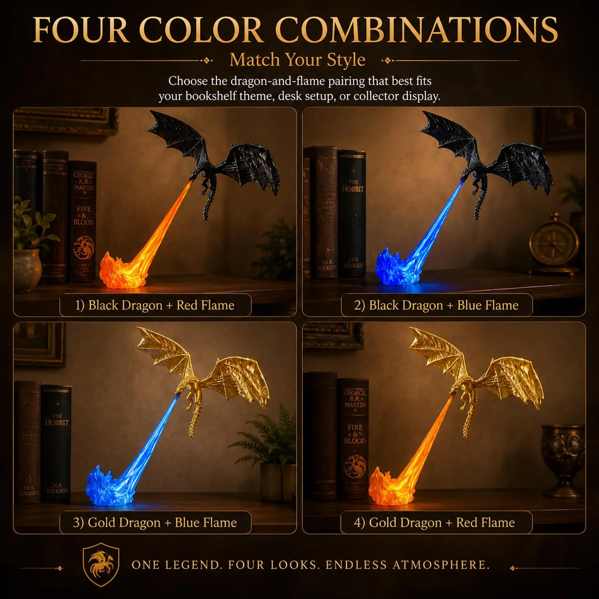 Dragon Flame Decoration 3D Dragon Flame LED
